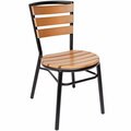 Bfm Seating Norden Outdoor / Indoor Stackable Black Aluminum and Synthetic Teak Side Chair 163PH3084STK